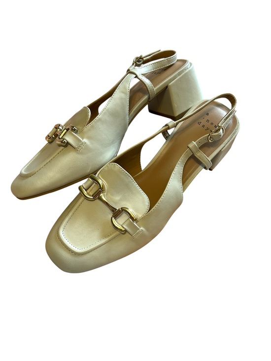 a new day Shoes - a new day Cream Slingback Loafer Mules with Gold Hardware